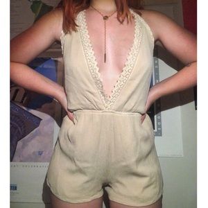 Cream Backless Romper